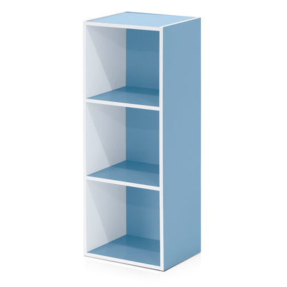 Furinno Estante Organizador Reversible de Cubos, Placa de Partículas, Blanco - Blanco - celeste - 3-Tier Cube