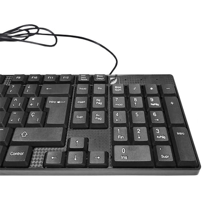 Kit de Teclado Multimedia alámbrico Texturizado y Mouse 18-8323