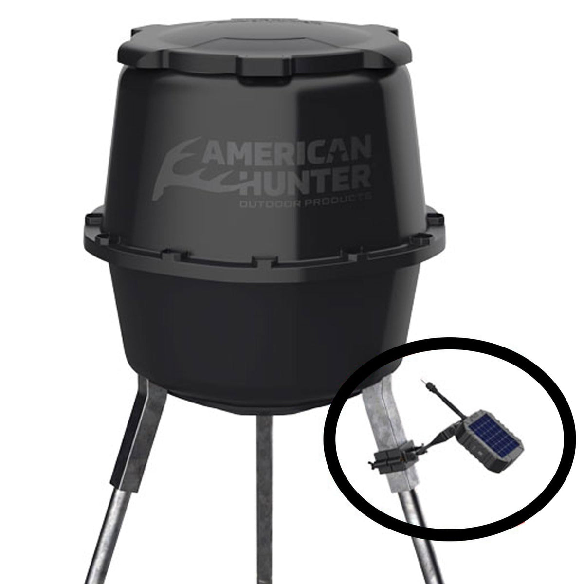 AMERICAN HUNTER Panel Solar Universal versátil y Duradero de 6 V con batería y Soportes de Montaje incluidos para comederos de Juegos, Negro