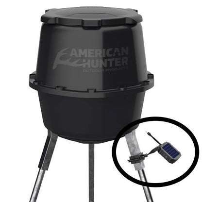 AMERICAN HUNTER Panel Solar Universal versátil y Duradero de 6 V con batería y Soportes de Montaje incluidos para comederos de Juegos, Negro