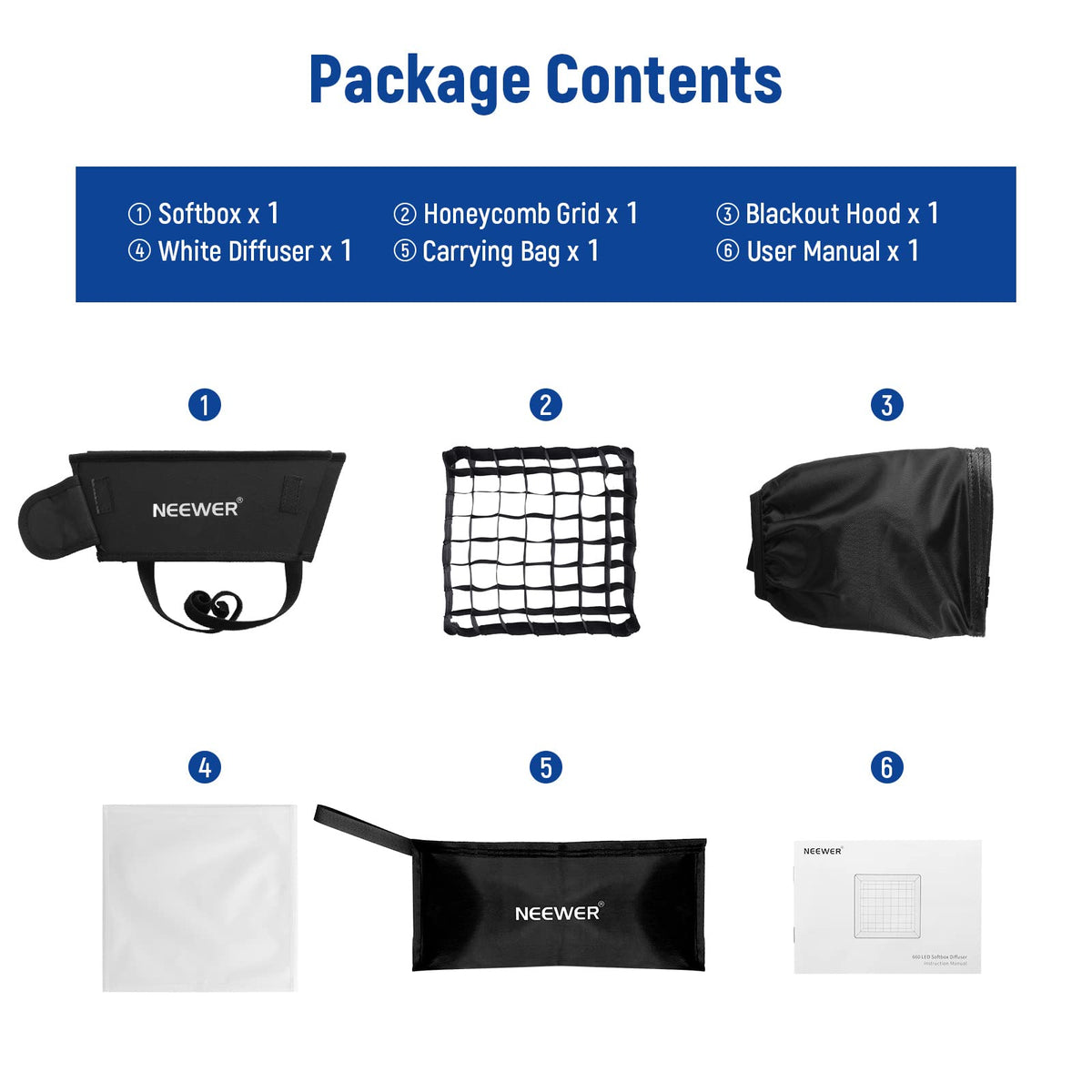NEEWER 12,2"x11,4" Plegable Softbox Difusor con Grid y Bolsa para NL660/SNL660/RGB660/RGB660 Pro/RGB660 PRO II LED Panel Luz Vídeo, Estudio Fotografía Retrato Fotografía YouTube Video Iluminación Suave