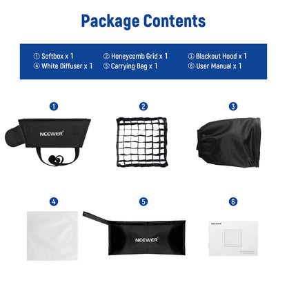 NEEWER 12,2"x11,4" Plegable Softbox Difusor con Grid y Bolsa para NL660/SNL660/RGB660/RGB660 Pro/RGB660 PRO II LED Panel Luz Vídeo, Estudio Fotografía Retrato Fotografía YouTube Video Iluminación Suave