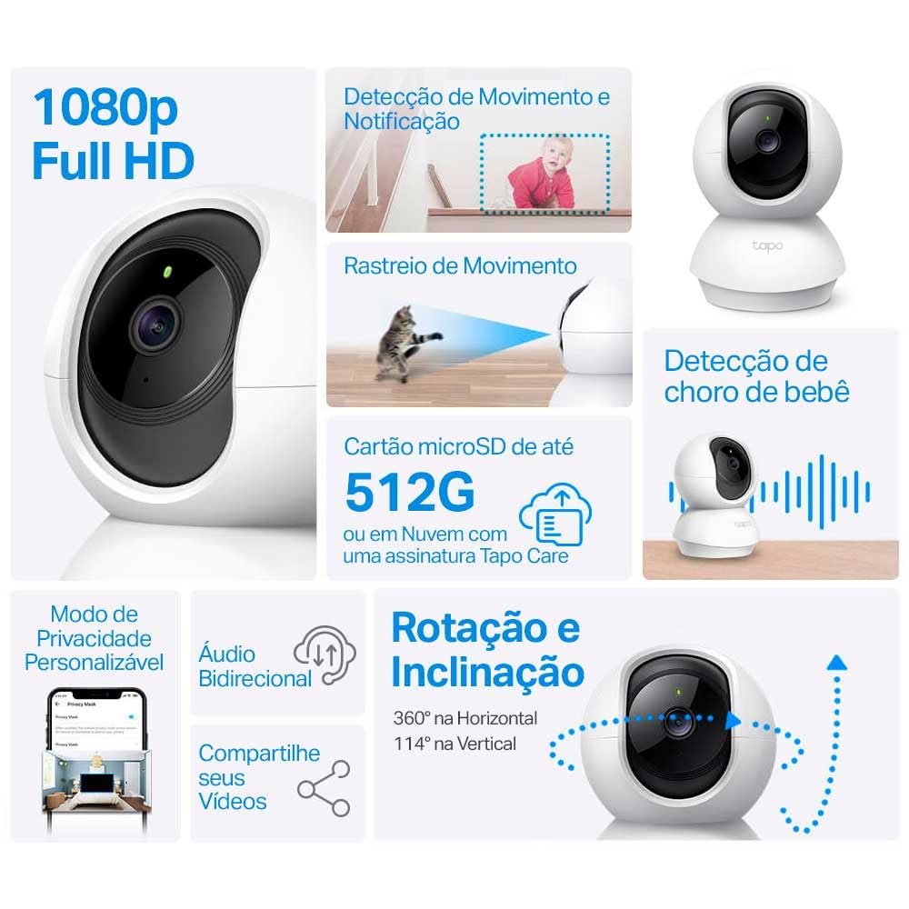 TP-Link TC70 Home Camera WiFi 1080p microSD 360º