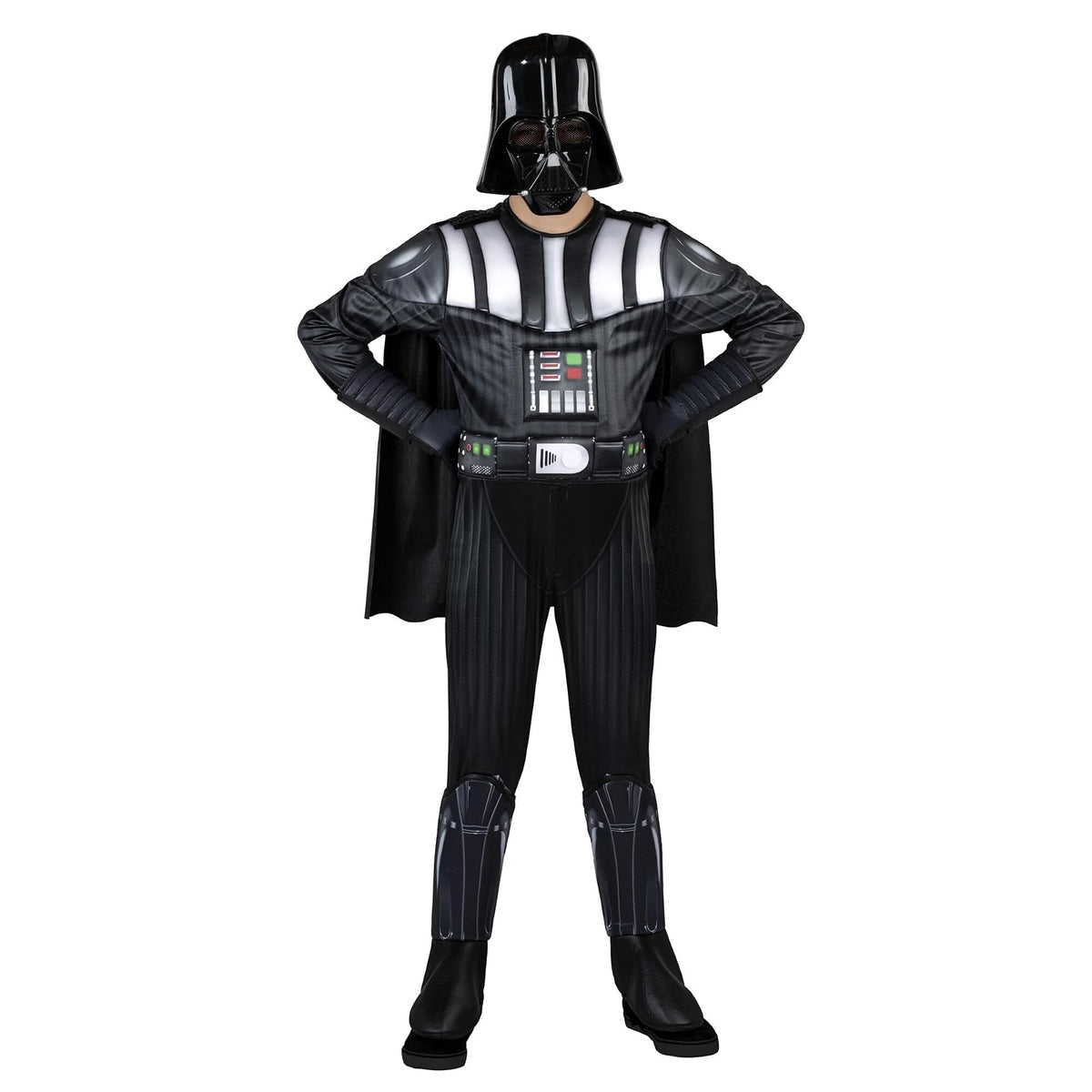 Star Wars Darth Vader - Disfraz oficial de lujo juvenil – overol acolchado con guantes, capa desmontable y máscara de plástico (S) Multi