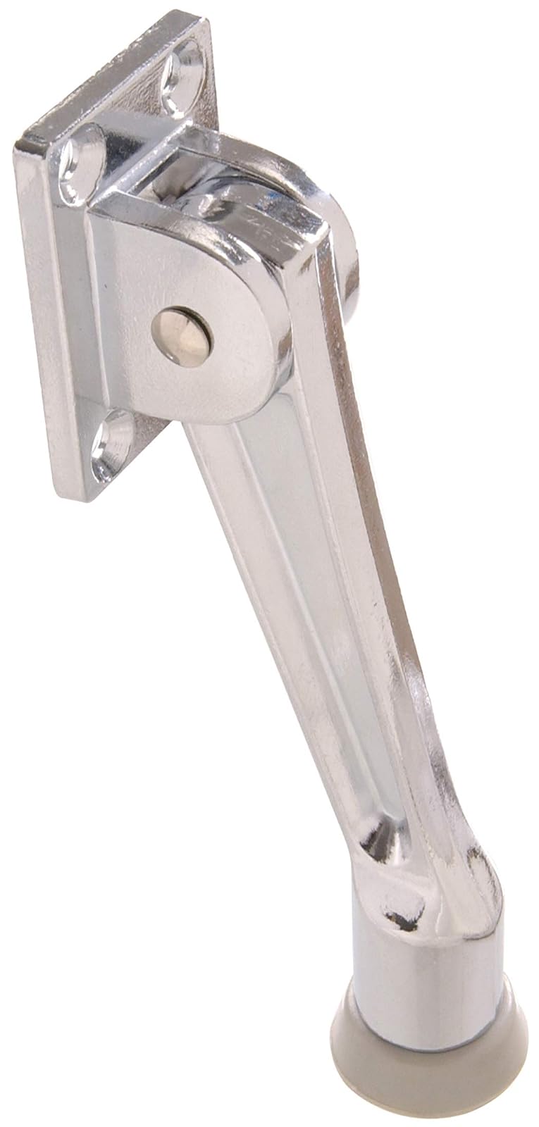 Hillman 852939 - Tope de puerta de 5 pulgadas, topes de puerta cromados satinados, topes de puerta para puerta interior, resistente con pie de goma acanalada, tornillos de montaje incluidos, 1 paquete