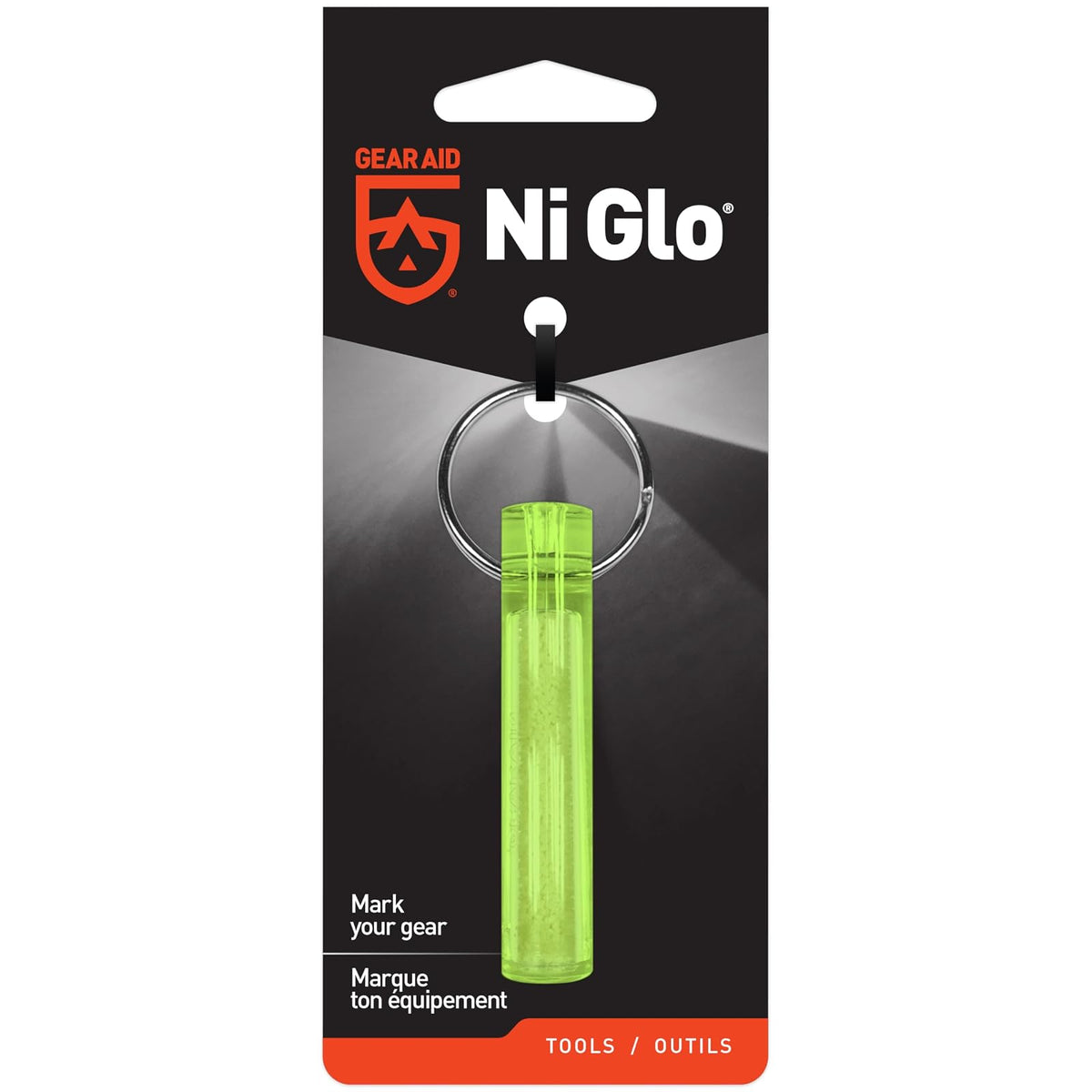 GEAR AID Ni GLO, Llavero Brillante de 2 Pulgadas para Camping, Buceo y Pesca Nocturna.