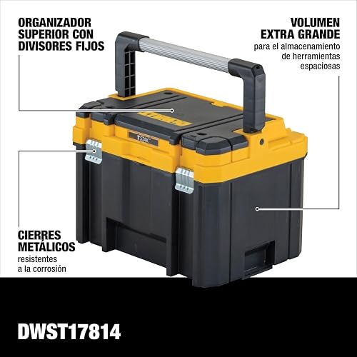 DEWALT Caja de herramientas, 18" (45cm), sistema modular apilable, caja organizadora profunda (DWST17814)