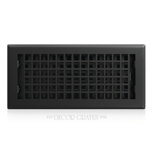 Decor Grates LTH410-BLK - Registro de piso de celosía, 4 x 10 pulgadas, color negro