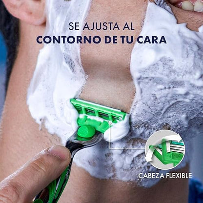 GILLETTE Mach3 Sensitive, Rastrillo para Afeitar Reutilizable, 1 Mango + 2 Cartuchos con 3 Hojas para Rasurar, Rastrillo para Hombre con Piel Sensible