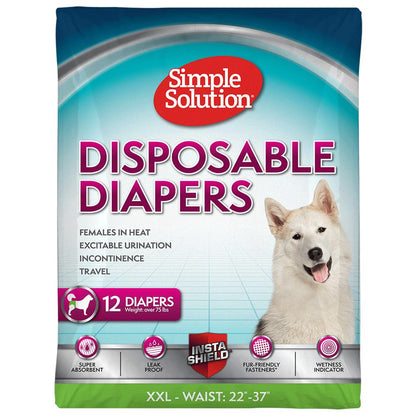 Simple Solution Pañales Desechables para Perro Hembra - Extra Extra Large - 12 unidades