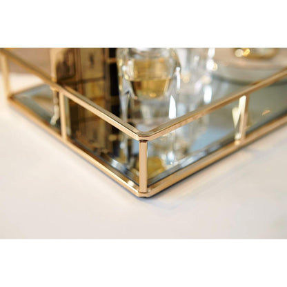 PuTwo Organizador, Tray, 1 | Bandeja de oro para joyería, organizador de perfumes, bandeja de maquillaje para cambiador, baño, recámara