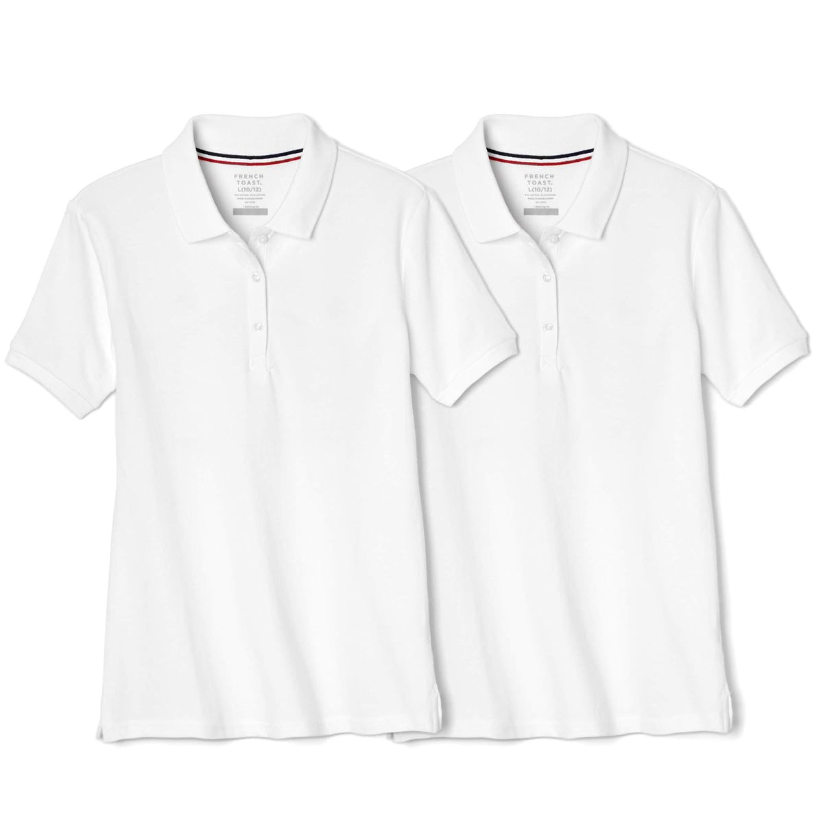 French Toast Polo Piqué de Manga Corta para Niña, Paquete de 2 - White - M