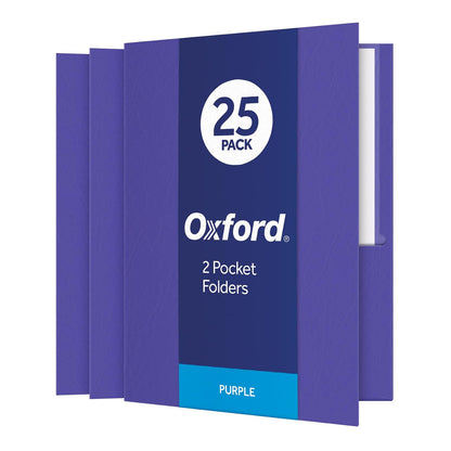 Oxford Fólder Doble Solapa con 2 Bolsillos, Caja con 25 - Púrpura - Ombre Force. - 25-Count - Carpetas