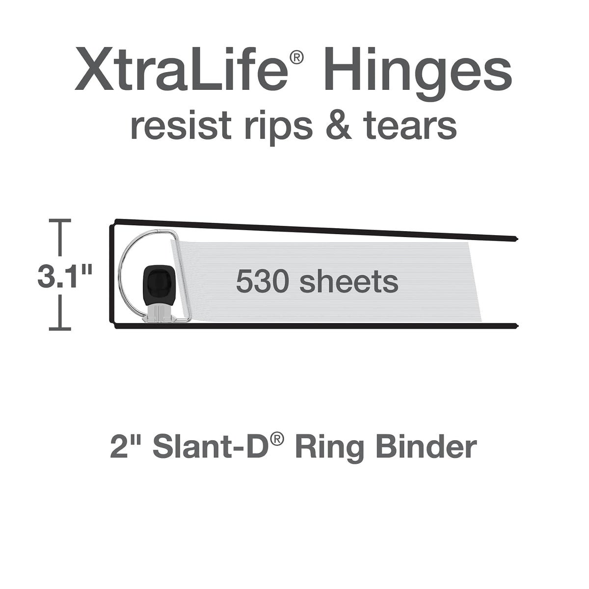 Oxford - Carpeta de 3 anillas, anillos en D de apertura fácil de 2 pulgadas, fundas para carpetas de vista de 3 lados, carpetas para la escuela, bisagras Xtralife, antiadherentes, sin PVC, pastel