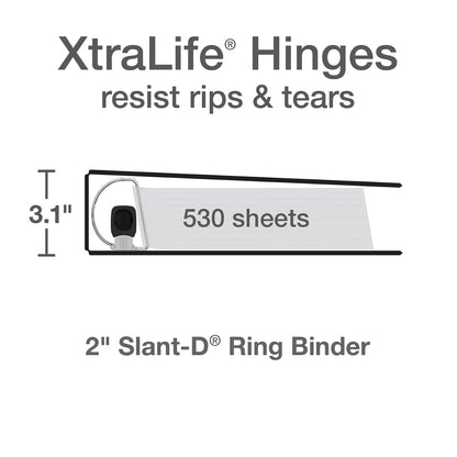Oxford - Carpeta de 3 anillas, anillos en D de apertura fácil de 2 pulgadas, fundas para carpetas de vista de 3 lados, carpetas para la escuela, bisagras Xtralife, antiadherentes, sin PVC, pastel