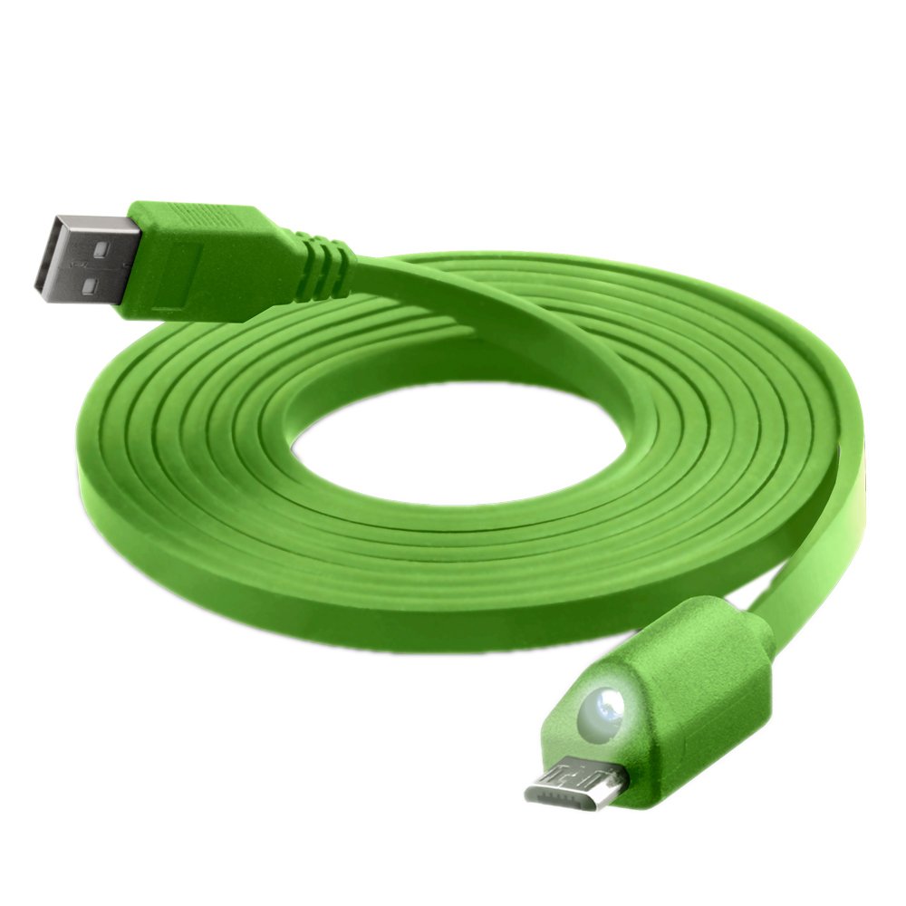 Naztech Cable de Carga Micro USB LED y sincronización con Control táctil Capacitivo, 1,82m, Verde