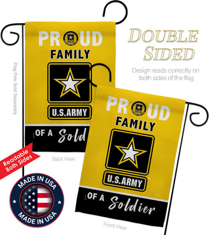 Breeze Decor Orgullosos Family - Bandera de jardín de las Fuerzas Armadas Rangers del Ejército de los Estados Unidos de América, Militar Veterano Jubilado Oficial Decoración de la Casa Banner Pequeño Patio Regalo Doble Cara Hecho en Estados Unidos