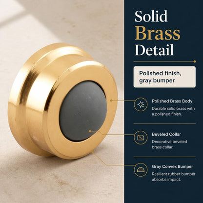 Prime-Line Products J 4647 Tope de pared para puerta, con parachoques de goma, 2.5 cm, cromo cepillado, Brass