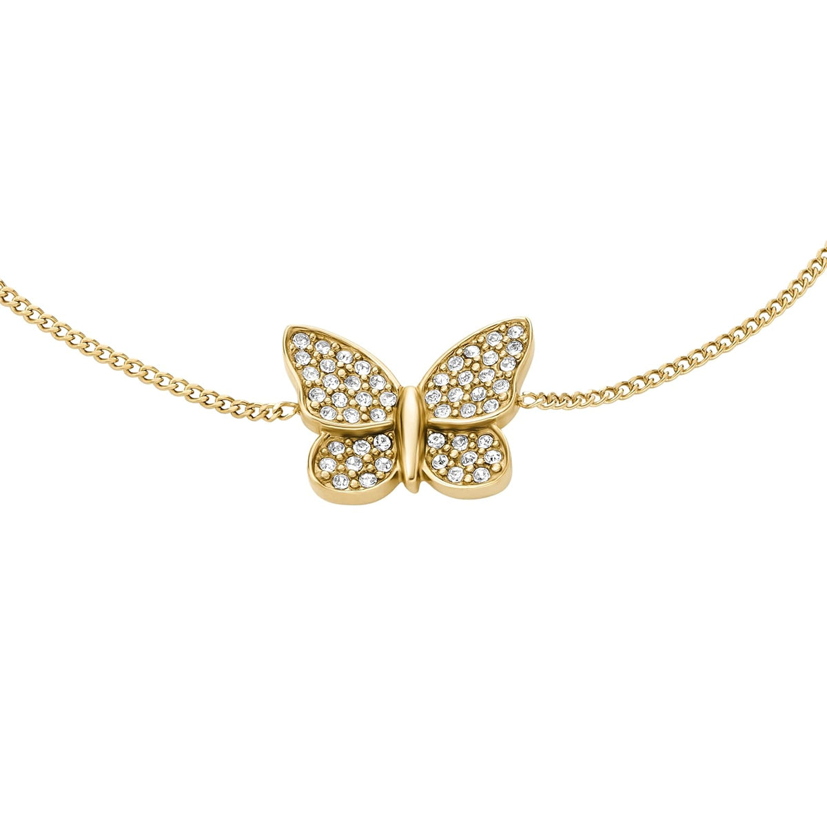 Pulsera de mariposa Fossil JF04921710 Sutton de acero inoxidable en color dorado para dama
