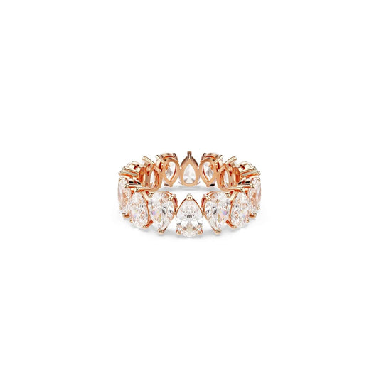 Swarovski Anillo Matrix Vittore, Talla pera, Blanco, Acabado tono oro rosa