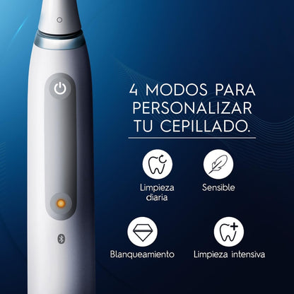 Oral B iO Series 4, Cepillo de Dientes Eléctrico, Cabezal Redondo, Sensor de Presión, Blanco