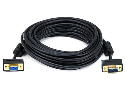 Mono Ultra Slim SVGA Super VGA M/F Monitor Cable - 25 Feet With Ferrites | 30/32AWG, Gold Plated Connector
