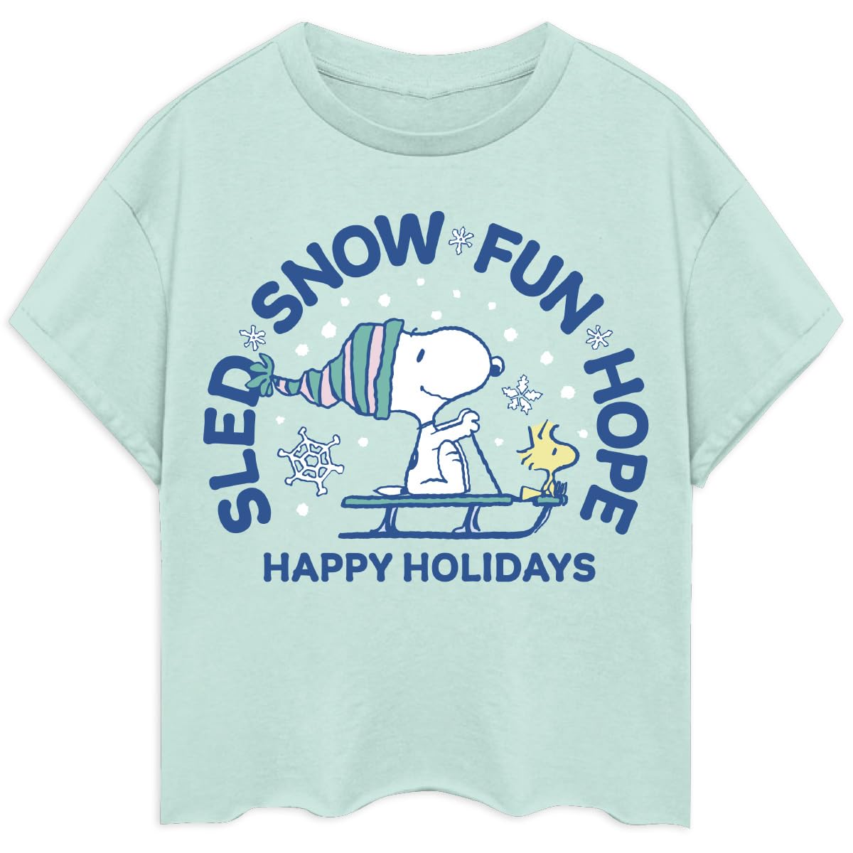 Peanuts Snoopy Happy Holidays Playera Navideña para Niñas Fit Regular