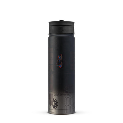 JoyJolt Star Wars - Botella de agua de acero inoxidable de Darth Vader con tapa abatible con popote, botella de agua aislada al aspiradora de 22 onzas, vaso sin BPA para deportes y viajes, regalos de
