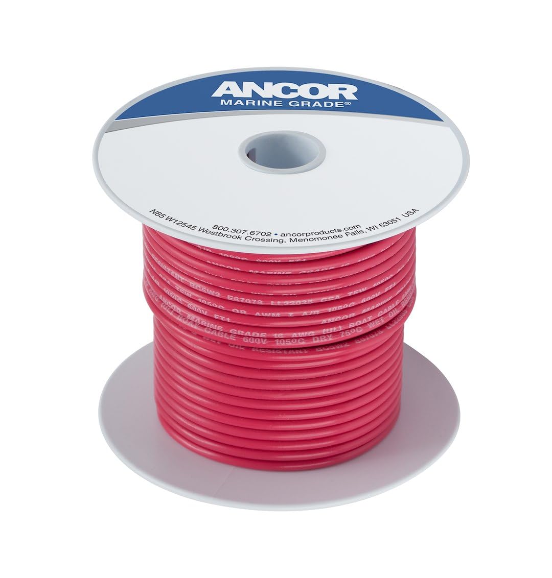 Ancor Cable de batería y Alambre de Calidad Marina 18 AWG – 4/0 AWG Todos los Colores y tamaños de Bobina - 100 Feet - 8 Awg - Red