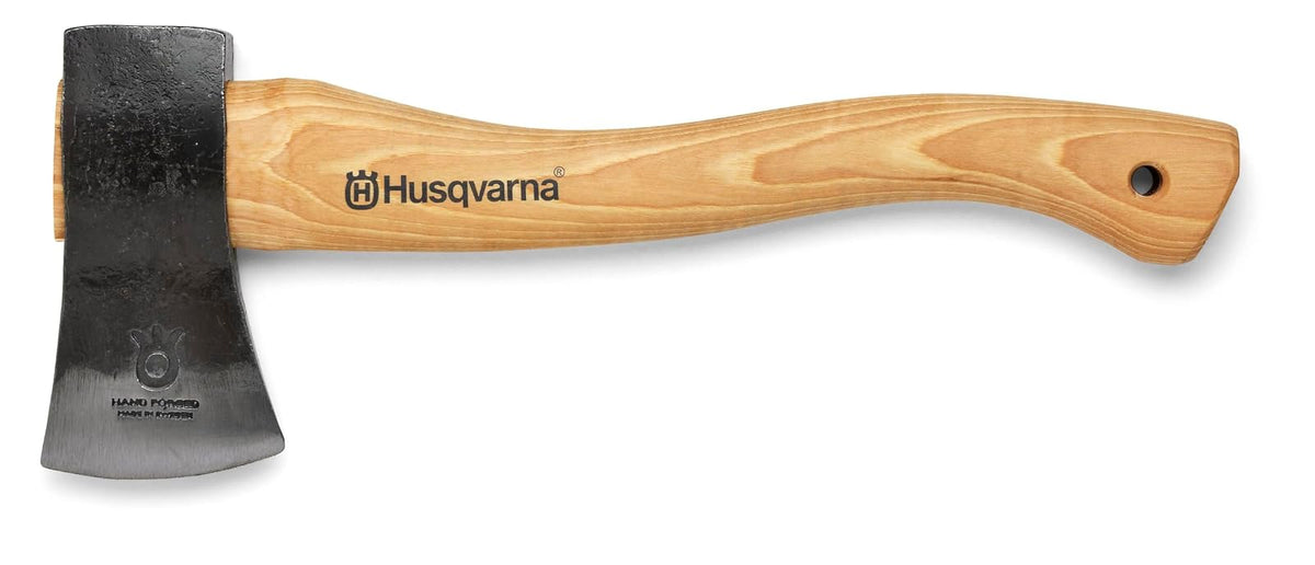 Husqvarna Hacha de Nogal 33 cm | Color Madera Natural, mango de madera, 13 pulgadas, cuero protección