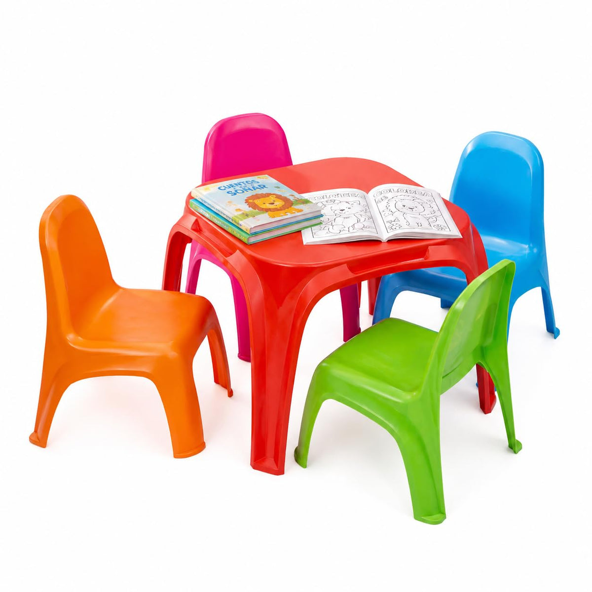 Italhome Set Infantil Mesa con Cuatro Sillas, Multiusos para Jugar, Leer Y Comer