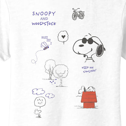 Peanuts Snoopy y Woodstock Playera Casual para Mujer Fit Regular Extra Grande