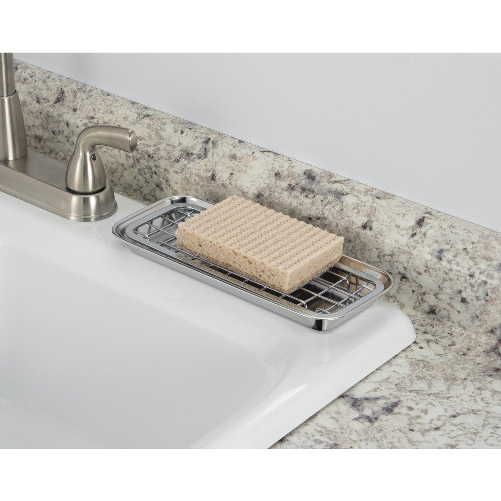 InterDesign - Jabonera Sinkworks de dos piezas, acero inoxidable pulido, grande