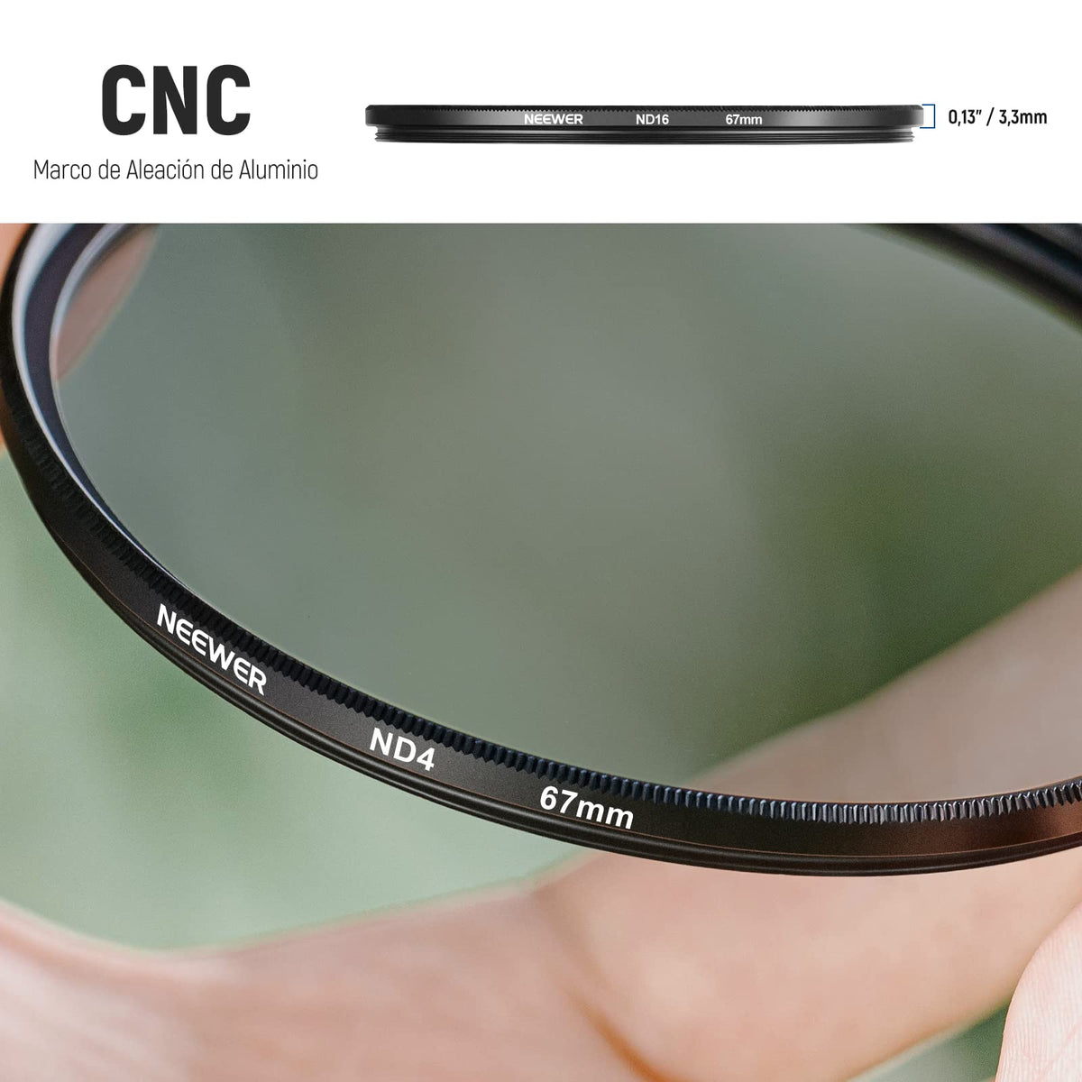 NEEWER Filtro de Densidad Neutra de 67 mm ND2 ND4 ND8 ND16 y Kit de Accesorios para Canon Rebel T5i T4i T3i T2i, EOS 700D 650D 600D 550D 70D 60D 7D DSLR, bolígrafo de Lente, Bolsa de Filtro