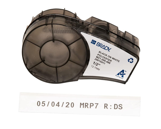 Brady M21-500-488 0.5" Width, 21' Height Polyester B-488 Labels For Laboratory BMP 21 Mobile Printer And LABPAL Label Printer
