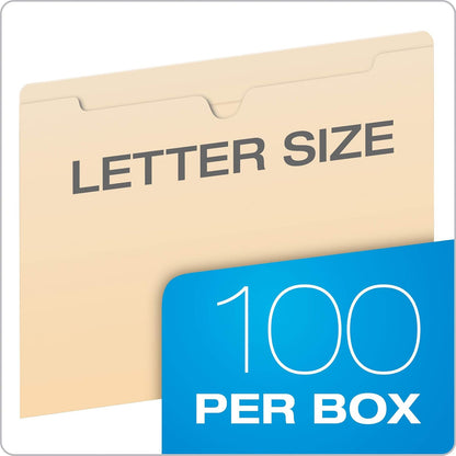 Pendaflex Chaquetas archivadoras, planas, sin expansión, Manila, tamaño carta, lengüeta de corte recto, 100/caja (24990)