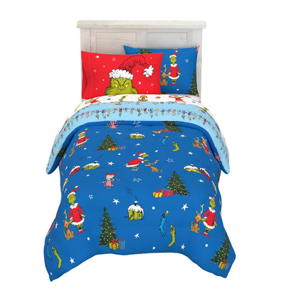 Franco Grinch Juego de Cama en Bolsa de 7 Piezas - Dr. Seuss - 5 Piece Twin Size