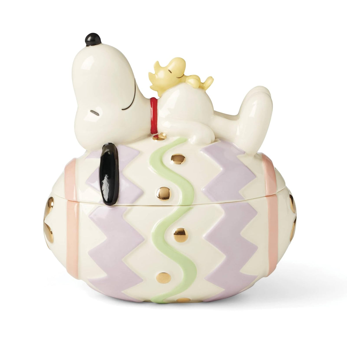 Lenox Peanuts Dulcera Snoopy y Woodstock Pascua Porcelana Huevo Oro 24K Primavera