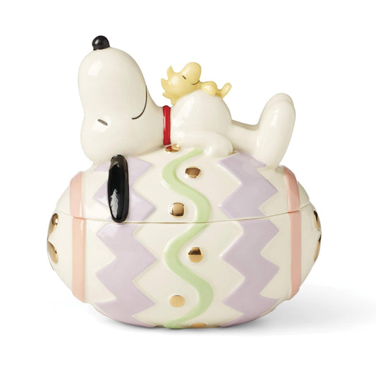 Lenox Peanuts Dulcera Snoopy y Woodstock Pascua Porcelana Huevo Oro 24K Primavera