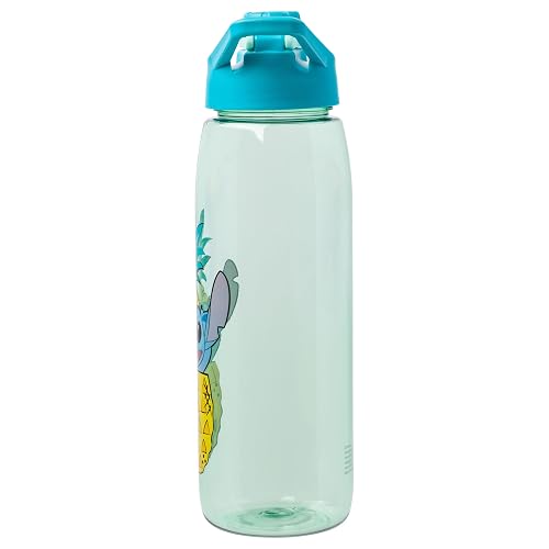 Silver Buffalo Disney Lilo and Stitch Pineapple Pop Up Peek-A-Boo Botella de agua con tapa atornillada, 28 onzas