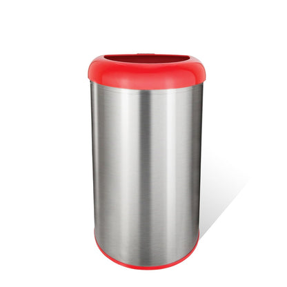 Ninestars OTT-50-19RD Stainless Steel Open Top Trash Can, 13.2 Gallons/50 Ltrs, Red