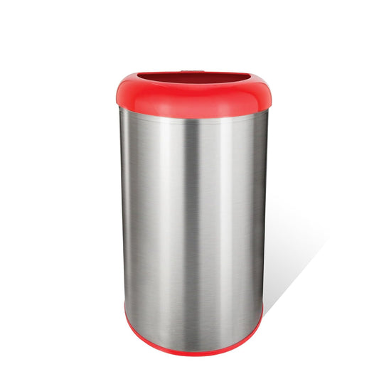 Ninestars OTT-50-19RD Stainless Steel Open Top Trash Can, 13.2 Gallons/50 Ltrs, Red