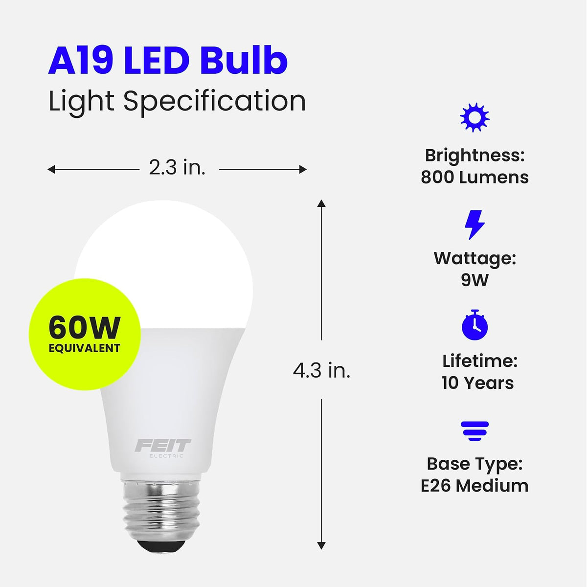 FEIT ELECTRIC OM60/930CA10K/10 60W A19 3K foco LED