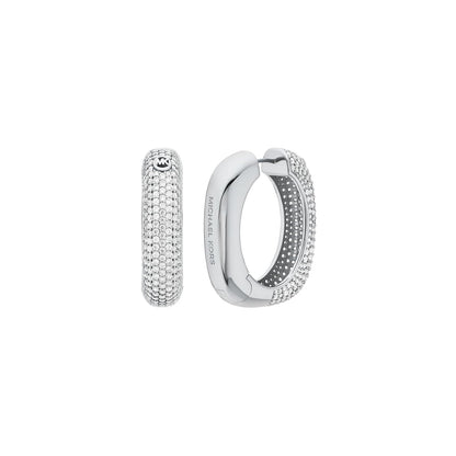 Aretes de aro Metallic Muse de Michael Kors de latón en tono plateado para mujer, MKJ8604040