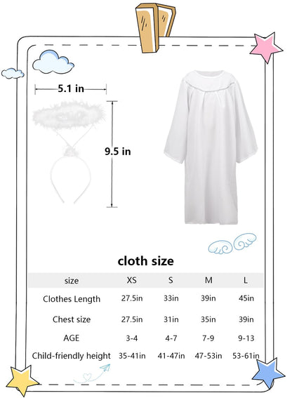 HOMELEX - Disfraz de ángel para niños con halo de Navidad, vestido de ángel para niña