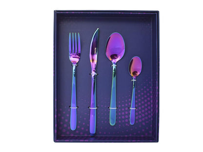 Nuvó 1702-19 Rainbow Juego de Cubiertos de Acero Inoxidable para 4 Personas 16 piezas Tornasol Arcoiris