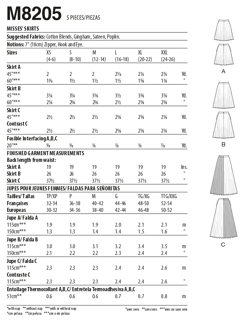 McCall's Kit de patrones de costura para falda/pantalones, Y (XS-M), multicolor, 2 piezas
