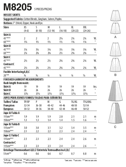McCall's Kit de patrones de costura para falda/pantalones, Y (XS-M), multicolor, 2 piezas
