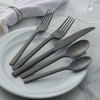 Oneida Chef's Table Black Juego de cubiertos de 20 piezas para uso diario, servicio para 4, 18/0 de acero inoxidable, juego de cubiertos