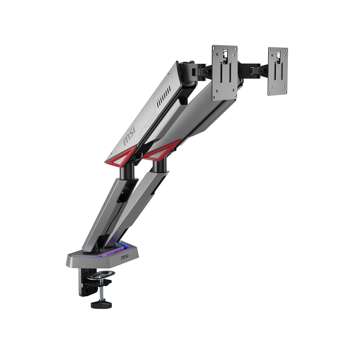 MSI MPG MT161DR - Brazos de Soporte para Monitor Doble RGB de Alta Calidad, Soporte de 17-38 Pulgadas, Compatible con VESA, Montaje asistido por Resorte Ajustable, 36 Libras por Capacidad de